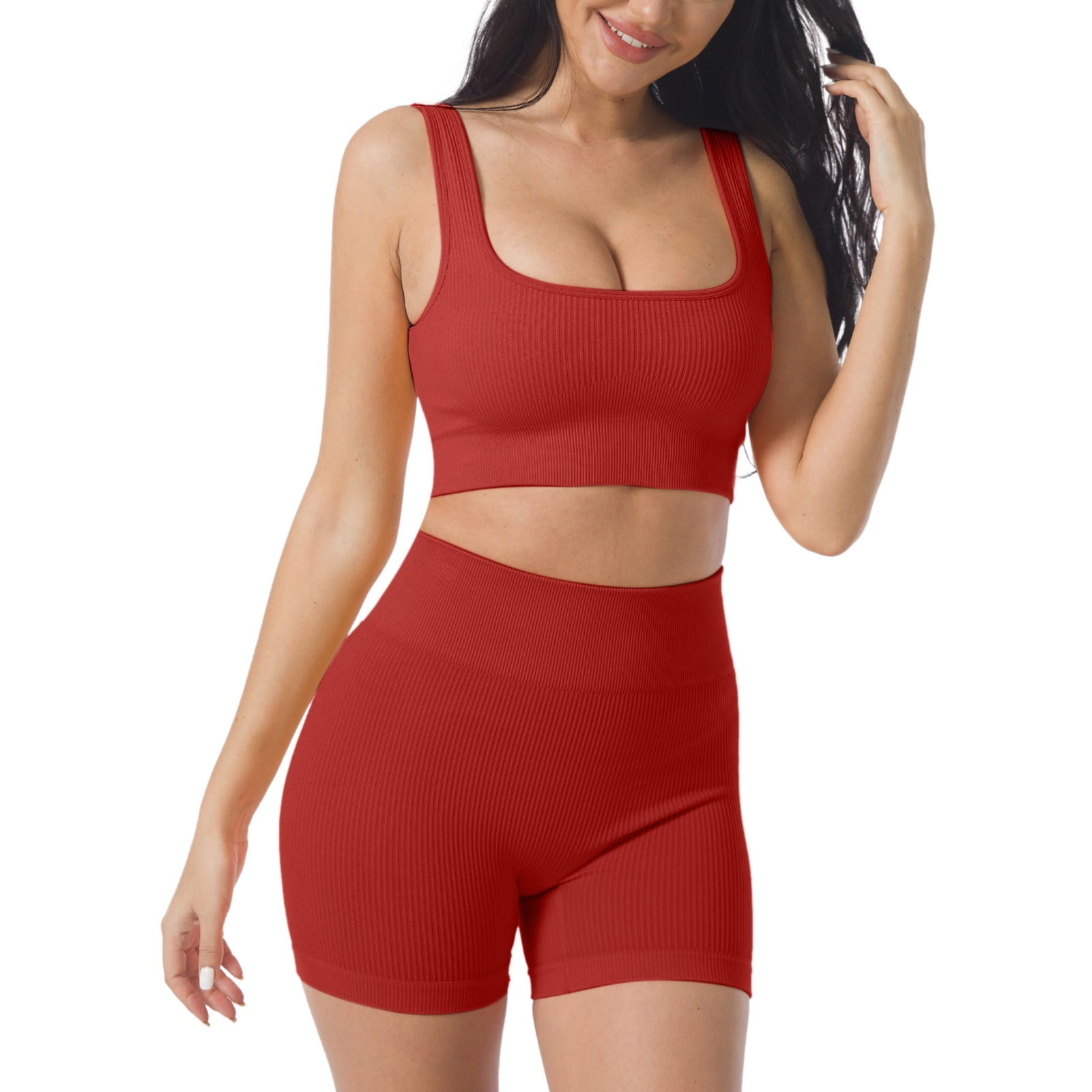 Womens Workout Sets Yoga Clothing Outdoor Running Fitness Tight Sportswear Women's Athletic Clothing Sets L