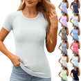 thumbnail image 1 of Womens Workout Shirts Round Neck Short Sleeve T Shirts Breathable Quick Dry Slim Fit Stretch Gym Running Yoga Tees S-2XL, 1 of 9