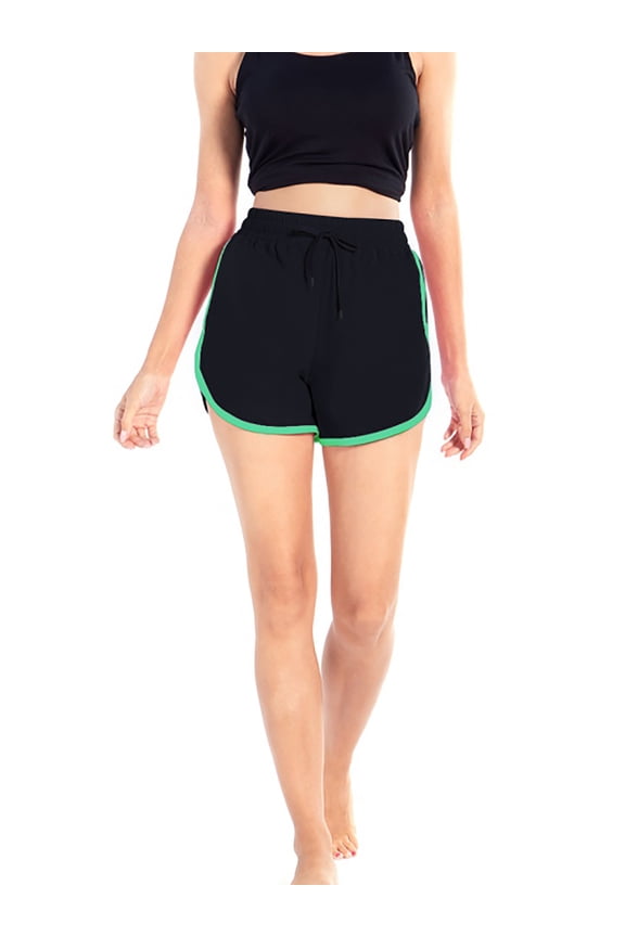 Womens Workout Shorts Yoga Gym Running Track Shorts Elastic Waist Splicing Summer Dolphin Short Pants Drawstring Fitness Sports Shorts,Black Green Lines S-4XL