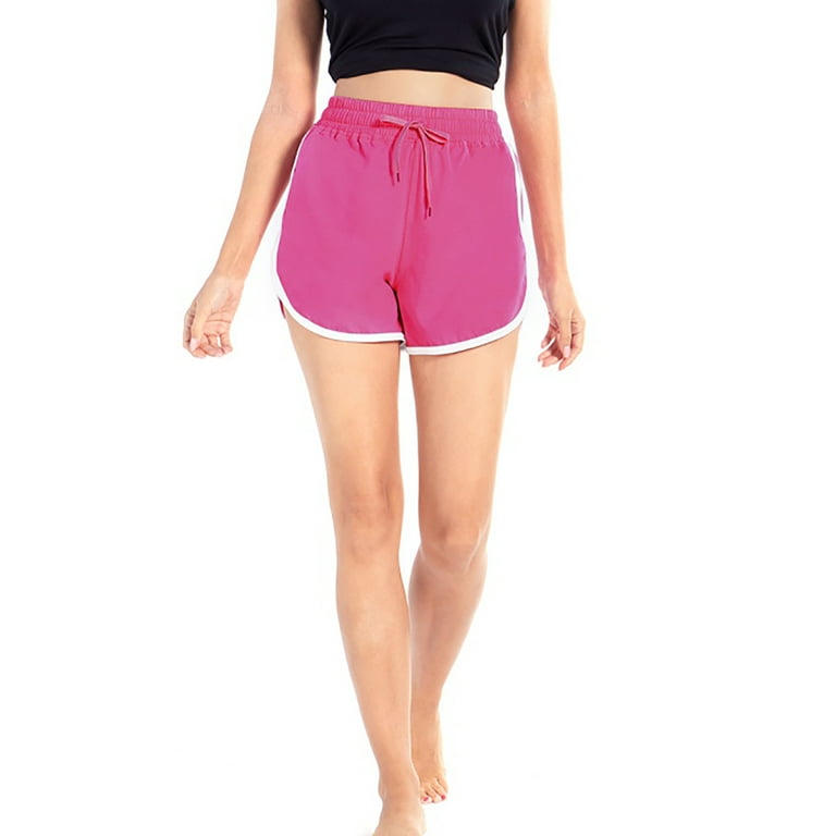 Womens Workout Shorts Yoga Gym Running Track Shorts Elastic Waist Splicing Summer Dolphin Short Pants Drawstring Fitness Sports Shorts Pink S 4XL Walmart