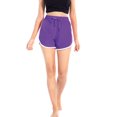 thumbnail image 1 of Womens Workout Shorts Yoga Gym Running Track Shorts Elastic Waist Splicing Summer Dolphin Short Pants Drawstring Fitness Sports Shorts,Purple S-4XL, 1 of 8