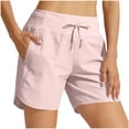 thumbnail image 1 of Womens Workout Shorts with Zipper Pockets 5" Inseam Lightweight Breathable Athletic Casual Shorts Drawstring Elastic High Waisted Yoga Shorts Pinks M, 1 of 8