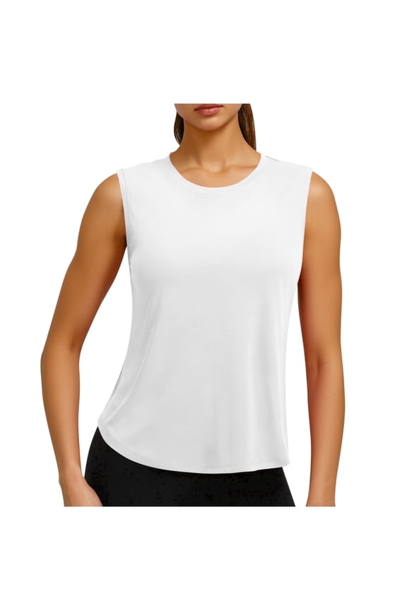 Womens Workout Tank Top Sleeveless Athletic Shirt for Yoga, Gym, Running | Moisture Wicking, 4-Way Stretch, Breathable | Bright White,Size S