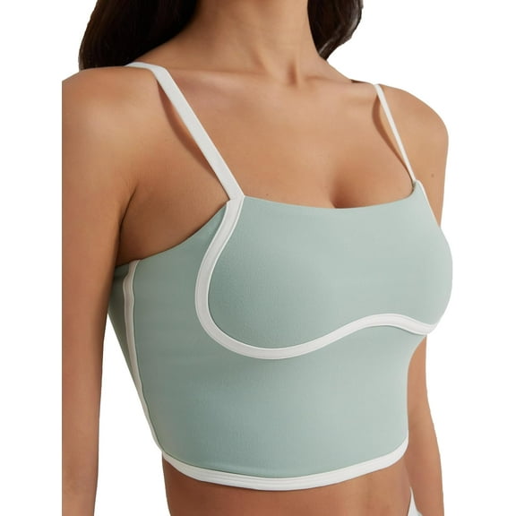 Womens Workout Tank Tops Adjustable Strap Longline Sports Bra Padded Sleeveless Top