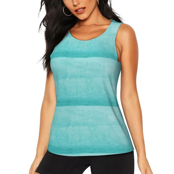 Womens Workout Tank Tops, Blue And Turquoise Racerback Tank Tops Quick Dry Vest Sleeveless Athletic Yoga Gym