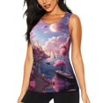 thumbnail image 1 of Womens Workout Tank Tops, Fantasy Pink Seaside Town Racerback Tank Tops Quick Dry Vest Sleeveless Athletic Yoga Gym, 1 of 7