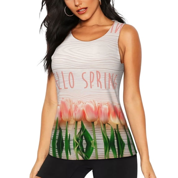 Womens Workout Tank Tops, Hello Spring Racerback Tank Tops Quick Dry Vest Sleeveless Athletic Yoga Gym