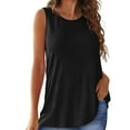 thumbnail image 1 of Womens Workout Tank Tops Round Neck Back Split Cotton Blouses Cute Summer Sleeveless Gym Basic Tee Shirts (S, Black), 1 of 7