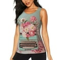 thumbnail image 1 of Womens Workout Tank Tops, Vintage Typewriter Floral Racerback Tank Tops Quick Dry Vest Sleeveless Athletic Yoga Gym, 1 of 7