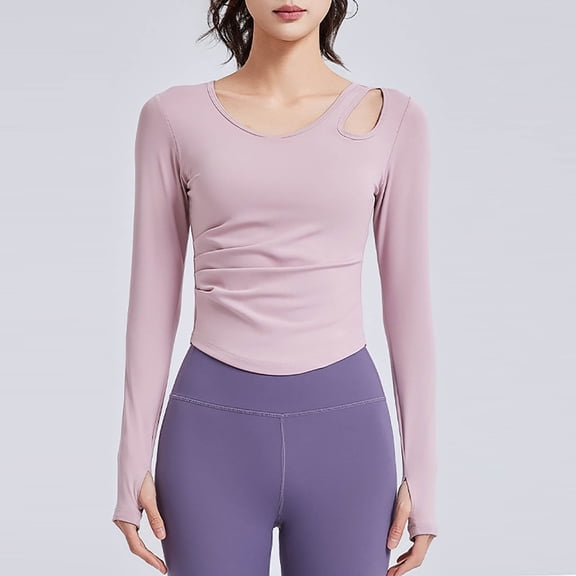 Womens Workout Tops Active Long Sleeve T Shirt Yoga Athletic Gym Clothes Cropped Sports Fitness Shirts XXL