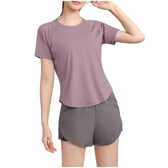 Womens Workout Tops - Athletic Running Gym Yoga Short Sleeve Shirts Breathable Crewneck Tees