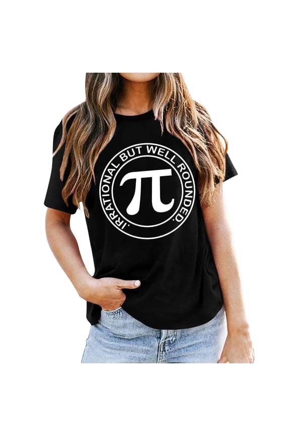 Womens Workout Tops Casual Pi Day Shirt Math Teacher T Shirt Blouses,Black,XL