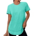 thumbnail image 1 of Womens Workout Tops Curved Hem Short Sleeve Shirts Sun Protection UPF 50+ Quick Dry Tee for Hiking Running, 1 of 9