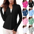 thumbnail image 1 of Womens Workout Tops Long Sleeve 1/4 Zip UV Sun Protection UPF 50+ Quick Dry Workout Hiking Athletic Shirts Rash Guard for Women Gym Tops, 1 of 9