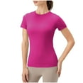thumbnail image 1 of Womens Workout Tops Seamless Quick Dry Athletic T-Shirt Crew Neck Slim Exercises Breathable Top, 1 of 6