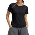 thumbnail image 1 of Womens Workout Tops Short Sleeve Crew Neck Yoga Pilates Breathable Athletic Gym Running Shirts Black, 1 of 6