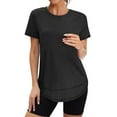thumbnail image 1 of Womens Workout Tops Short Sleeve Shirts with Sun Protection Trendy Spring Summer Outfits S-2XL, 1 of 9