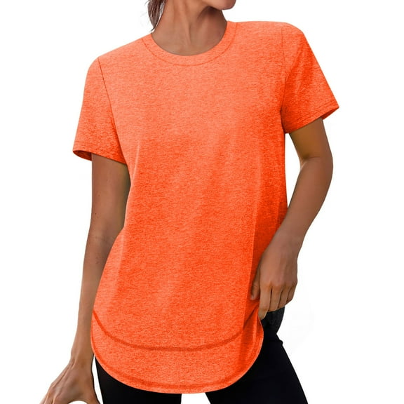 Womens Workout Tops Short Sleeve Shirts with Sun Protection Trendy Spring Summer Outfits S-2XL