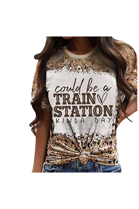 Womens Workout Tops T Shirts Ladies Crewneck Short Sleeved Funny Monogram Print Funny Design Boho Shirts