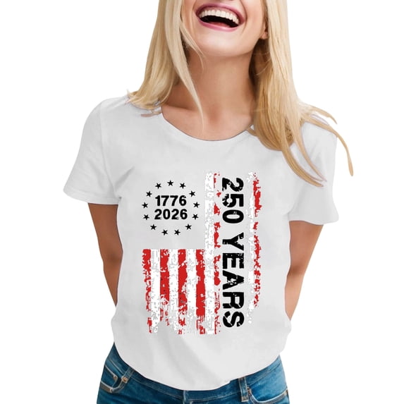 Womens Workout Tops T Shirts Printed The 250Th Anniversary (July 4Th) Patriotic Tees
