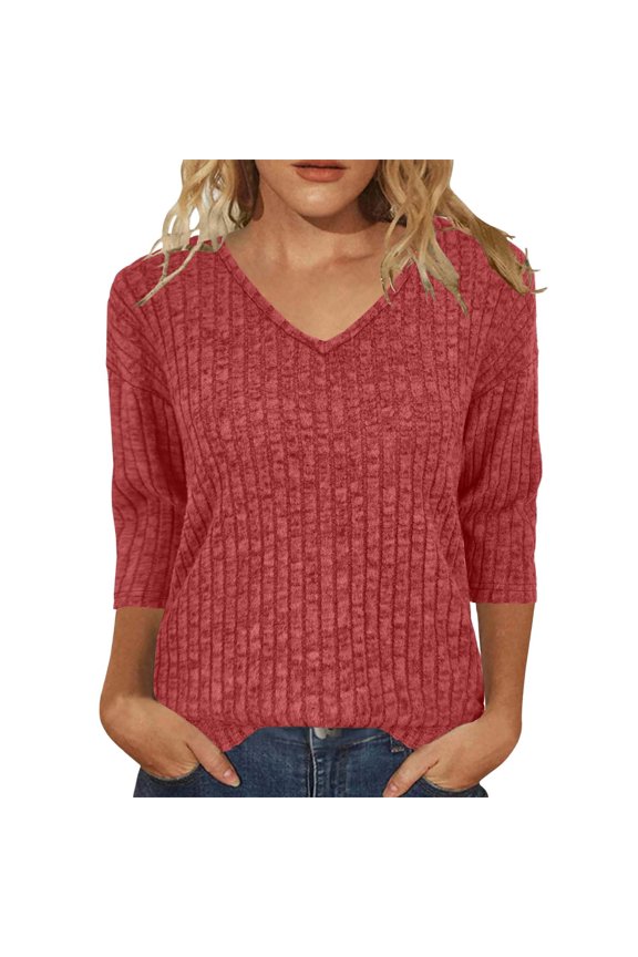 Womens Workout Tops Three Quarter Sleeve Ribbed Textured Turtleneck Soft Brushed Womens Activities Shirt,RD2,S