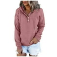 thumbnail image 1 of Womens Workout Tops Winter Fall Loose Fit Hooded Long Sleeve Puff Cold Shoulder Hoody Solid Color Hoodie Cotton Sweatshirts Hoodies(Light Pink,XL), 1 of 5
