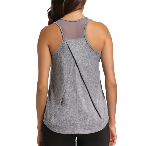 Womens Workout Tops for Women,Racerback Tank Tops Mesh Yoga Shirts Running Sleeveless Gym Clothes Black
