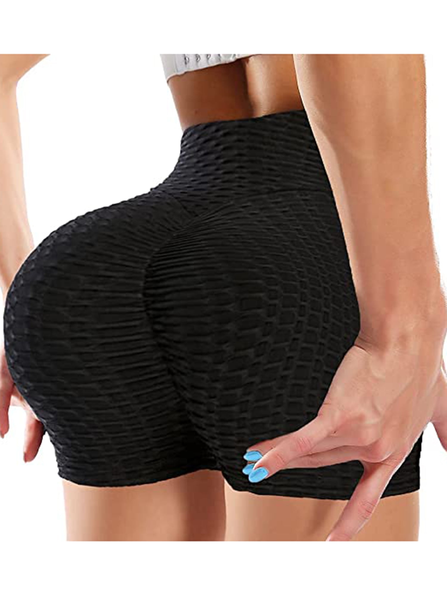 Women Yoga Shorts High Waist GYM Hot Pants Scrunch Butt Honeycomb