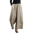 thumbnail image 1 of Womens Workwear Pants Casual Stripe Print Elastic Waist Pocket Loose Wide Leg Trousers Streetwear, 1 of 6