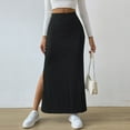thumbnail image 1 of Womens Workwear Skirts Spring And Summer Waisted Side Slit Slim Knitted Hakama Streetwear, 1 of 3