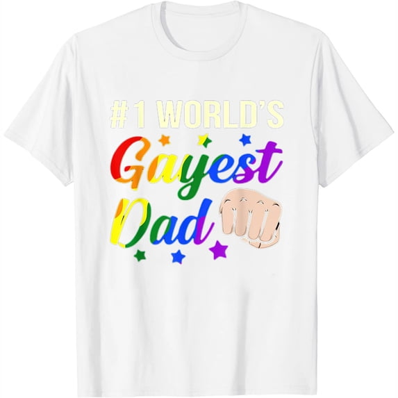Womens World'S Gayest Dad Lgbtq Gay Pride Month Supporter Graphic T-Shirt White Large