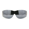 thumbnail image 1 of Womens Wrap Around Shield Star Jewel Retro 90s Sunglasses Black Silver Mirror, 1 of 4