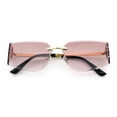 thumbnail image 1 of Womens Wrap Folded Lens Rectangular Rimless Luxury Sunglasses Gold - Burgundy, 1 of 6