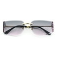 thumbnail image 1 of Womens Wrap Folded Lens Rectangular Rimless Luxury Sunglasses Gold - Grey Pink, 1 of 8