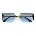 thumbnail image 1 of Womens Wrap Folded Lens Rectangular Rimless Luxury Sunglasses Gold - Navy, 1 of 8