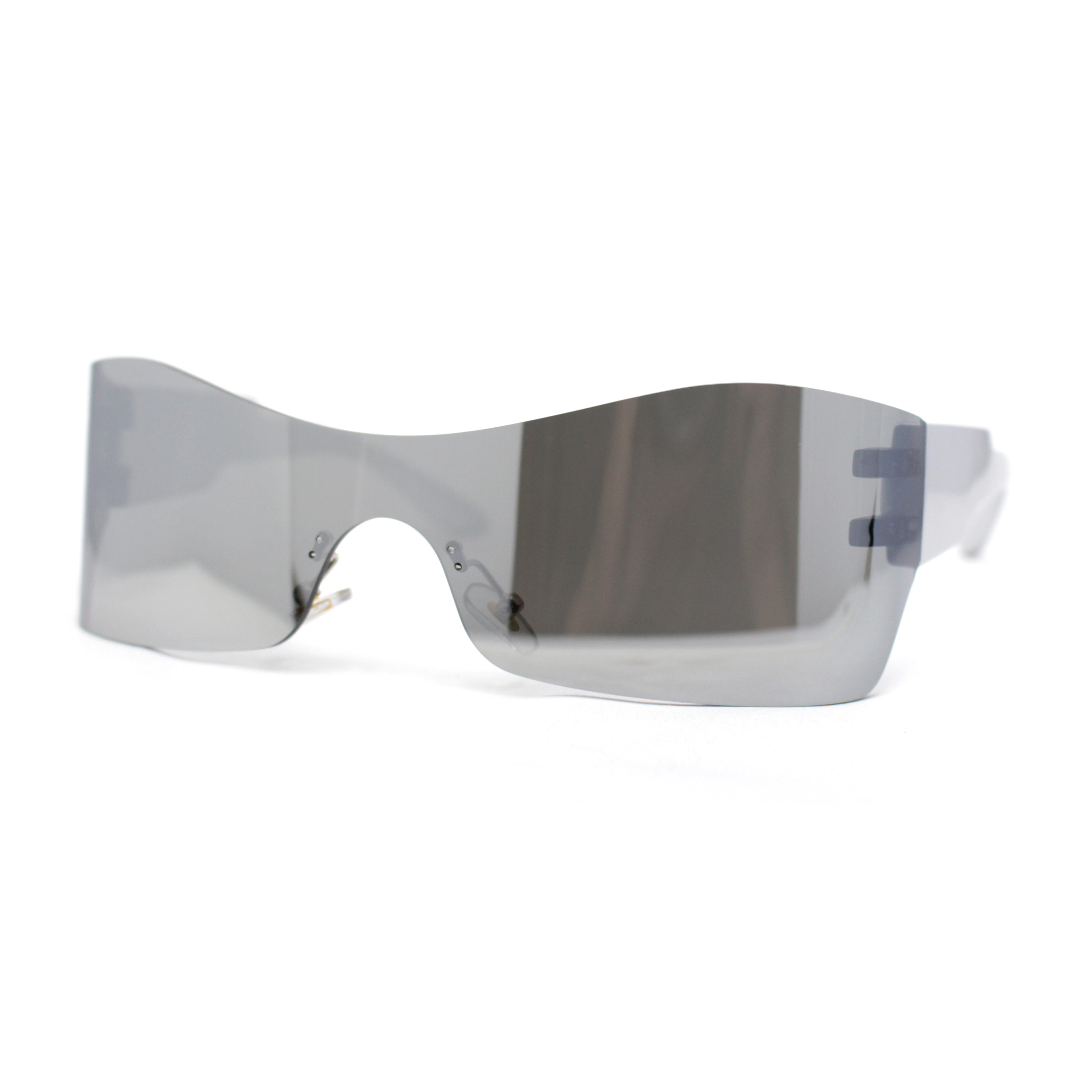 Womens Wrap Rimless Shield Plastic 80s Color Mirror  display picture 3