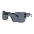 thumbnail image 1 of Womens Wrap Rimless Shield Plastic 80s Color Mirror Sunglasses Slate - Black, 1 of 4
