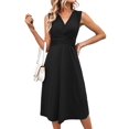 thumbnail image 1 of Womens Wrap V Neck Sleeveless Sundress Summer Flare Tank Dress Black XXL, 1 of 8