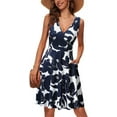 thumbnail image 1 of Womens Wrap V Neck Sleeveless Sundress Summer Flare Tank Dress with Pockets, 1 of 6
