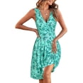 thumbnail image 1 of Womens Wrap V Neck Sleeveless Sundress Summer Flare Tank Dress with Pockets …, 1 of 6