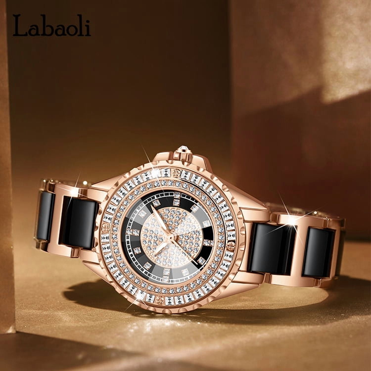 rose gold dress watch womens Women's Ceramic Stainless Steel Dress Watch With Date