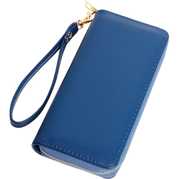 Womens Wristlet Wallet Zip Around Clutch Wallet Large RFID Blocking PU Leather Bifold with Phone Holder for Travel