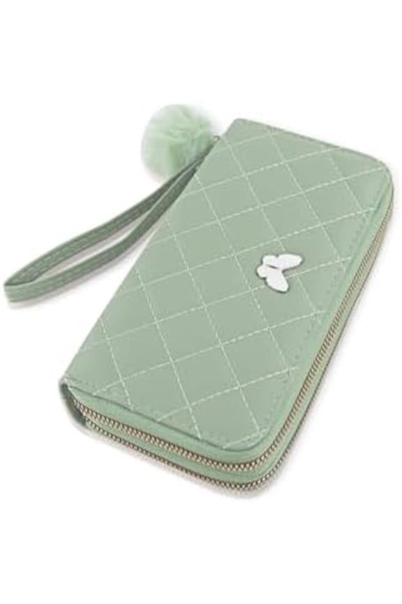 Womens Wristlet Wallets, PU Leather Clutch Wallet Double Zipper Credit Card Wallet with Multi Card Slots