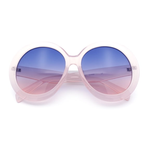 Womens XL Exaggerated Oversized Round Retro Mod Thick Plastic Sunglasses Pink - Blue Pink