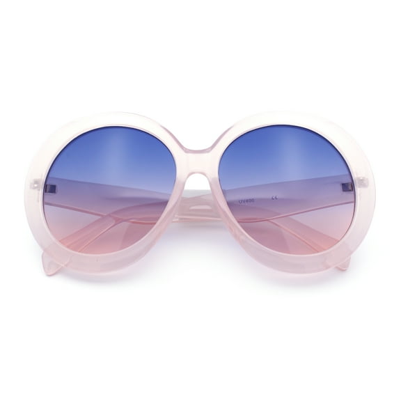 Womens XL Exaggerated Oversized Round Retro Mod Thick Plastic Sunglasses Pink - Blue Pink