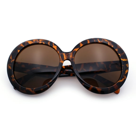Womens XL Exaggerated Oversized Round Retro Mod Thick Plastic Sunglasses Tortoise - Brown