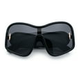 thumbnail image 1 of Womens XL Oversized Color Mirror Unique Arm Lens Shield Butterfly Sunglasses All Black, 1 of 7