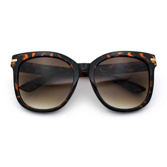 Womens XL Oversized High Temple Horn Rim Plastic Sunglasses Tortoise - Brown