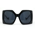 thumbnail image 1 of Womens XL Oversized Rectangular Thick Arm Wrap Around Plastic Sunglasses All Black, 1 of 4