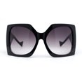 thumbnail image 1 of Womens XL Oversized Rectangular Thick Arm Wrap Around Plastic Sunglasses Black - Smoke, 1 of 4
